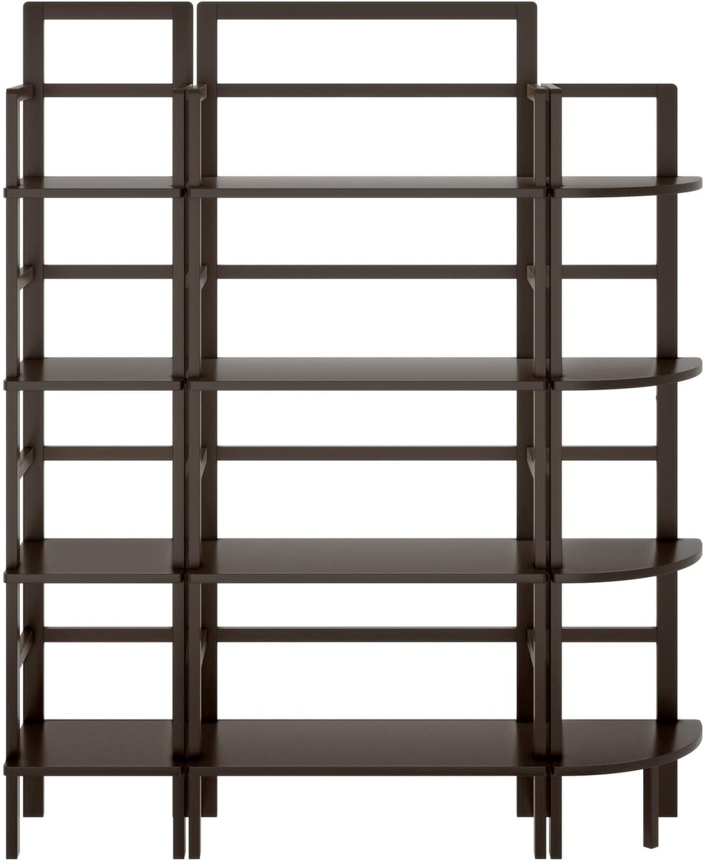 HomeStock Victorian Baker Rack Set - 3-Piece Solid Wood Kitchen Shelf Unit - Coffee Finish, 58' Tall