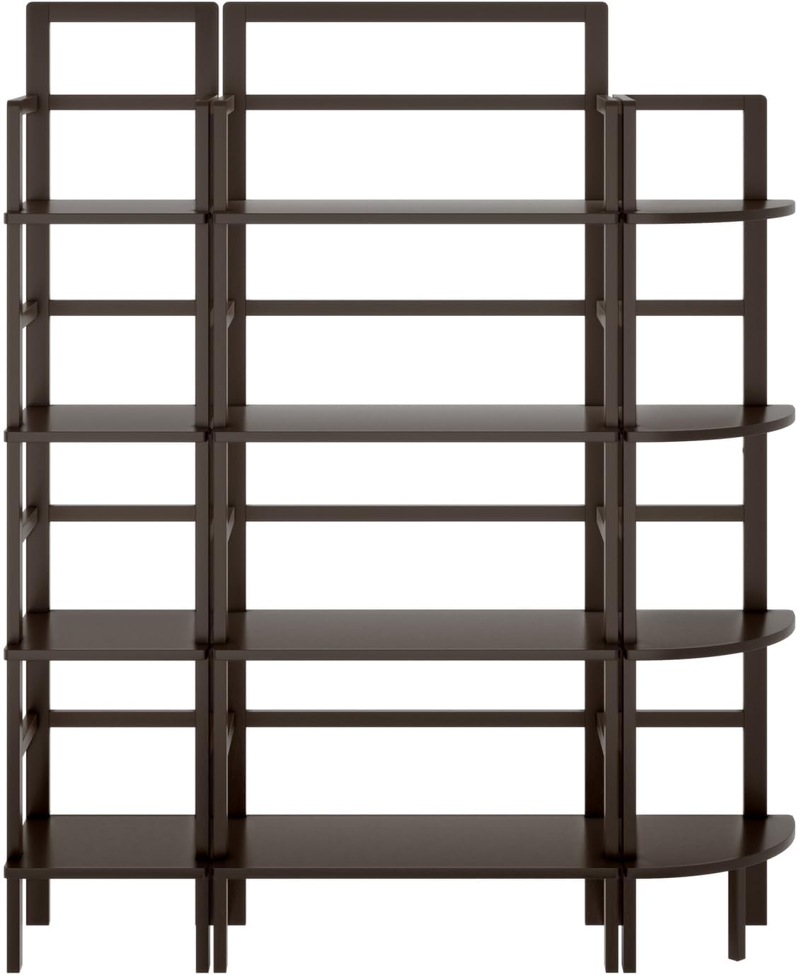 HomeStock Victorian Baker Rack Set - 3-Piece Solid Wood Kitchen Shelf Unit - Coffee Finish, 58' Tall