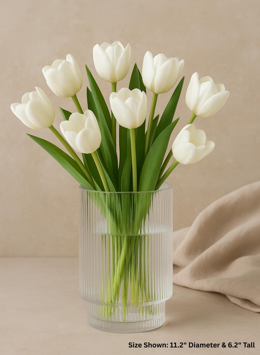 Serene Spaces Living Ribbed Pedestal Glass Votive Holder, Table Centerpiece, Home, Office, Wedding, Birthday, Holiday & Special Events Decor, 6.2' Diameter & 11.2' Tall, Pack of 4