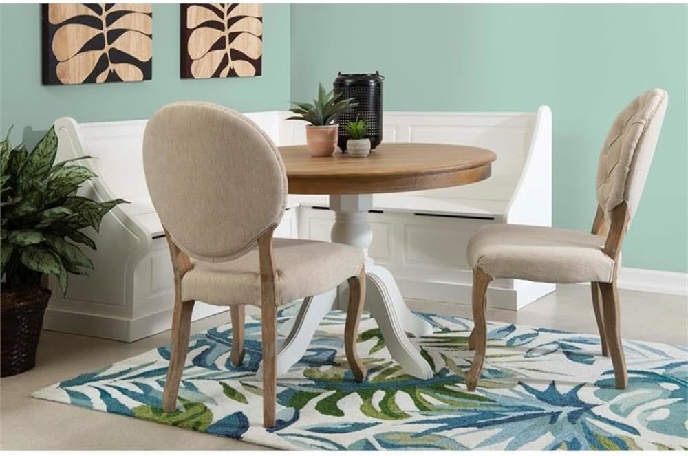 Riverbay Furniture Wood Corner Kitchen Breakfast Nook Set, White Finish, Pine and MDF with Hidden Storage, Smooth Rounded Corners, Soft Close Hinges, Space-Saving Design, Dining Room or Small Kitchen