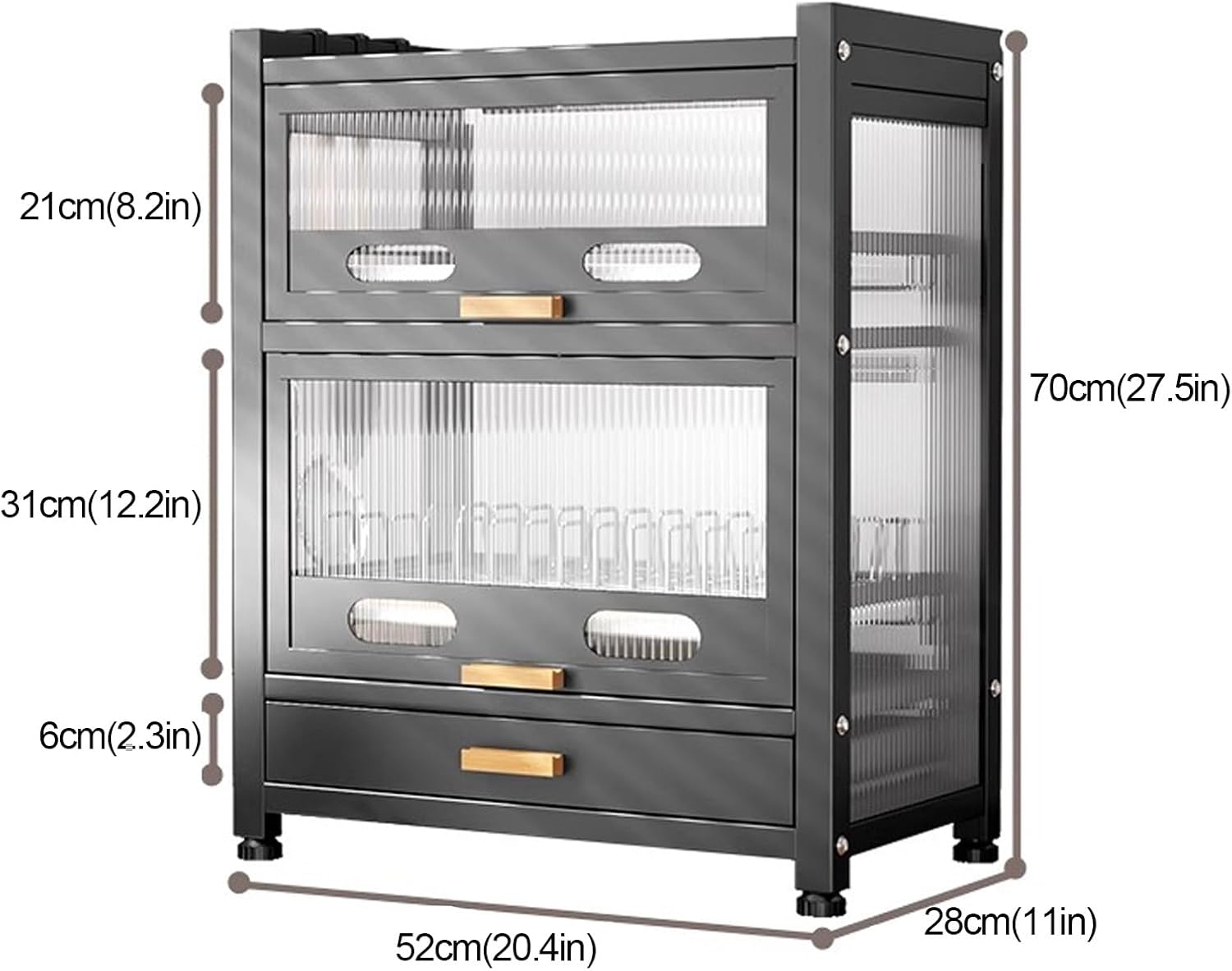 Kitchen Dish Rack, Countertop Storage Cabinet, Microwave Stand, Bakers Rack, Dish Drying Rack, Bakers Rack with Drawer (Color : A)