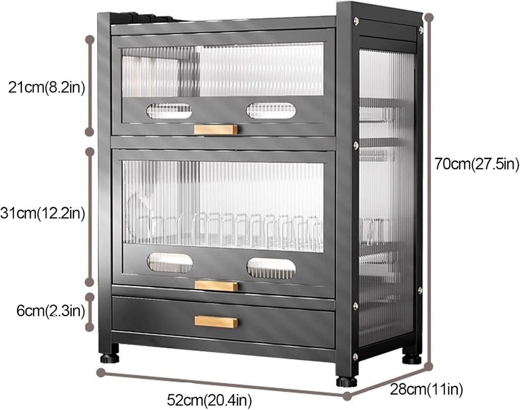 Kitchen Microwave Stand Countertop Storage Cabinet with Dish Rack Bakers Rack and Drawer Space Saving Dish Drying Rack Stand for Kitchen Nizing