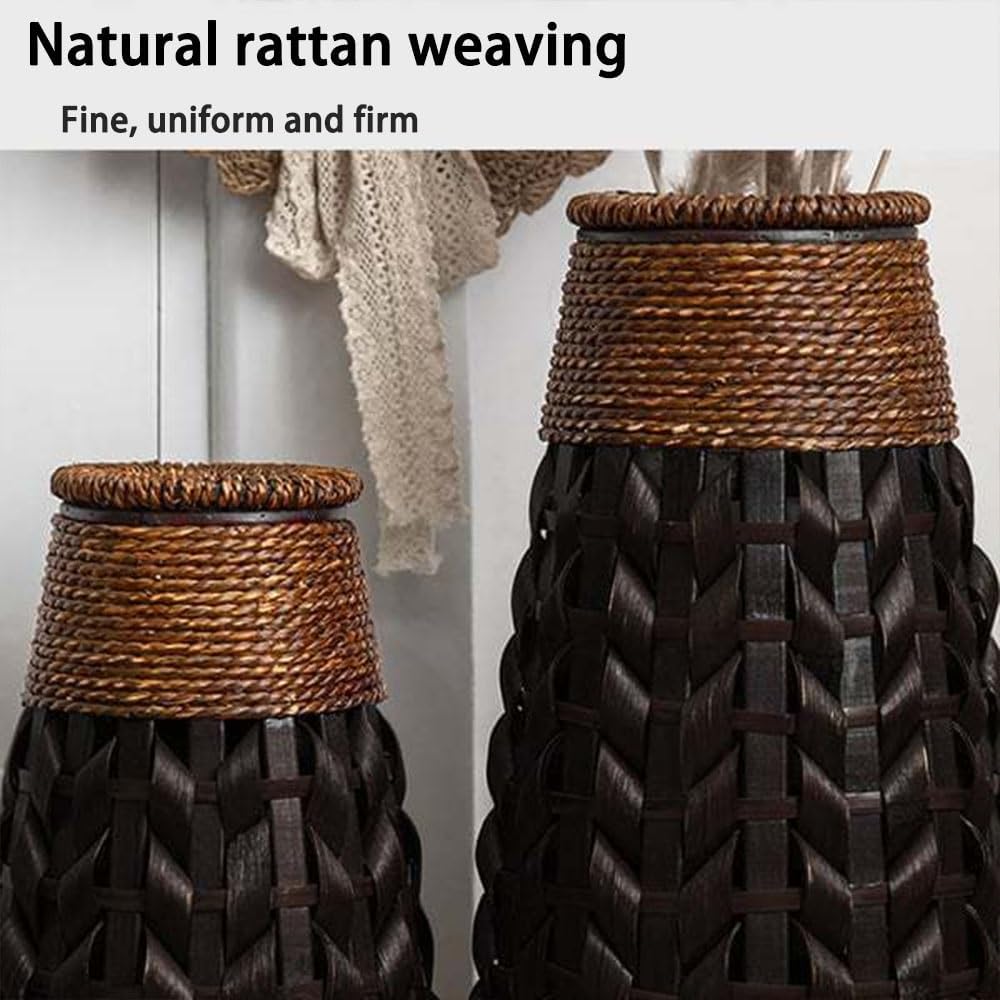 Retro Living Room Large Vase, Hand-Woven Flower Vase, Decorative Tall Floor Vase, Home Decor, Floor Vases Decorative Tall for Restaurant, Entrance(Large)