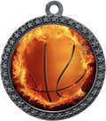 Express Medals 1 to 50 Packs Flame Basketball Silver Medal Trophy Award with Neck Ribbon STDD212-EMFCL803