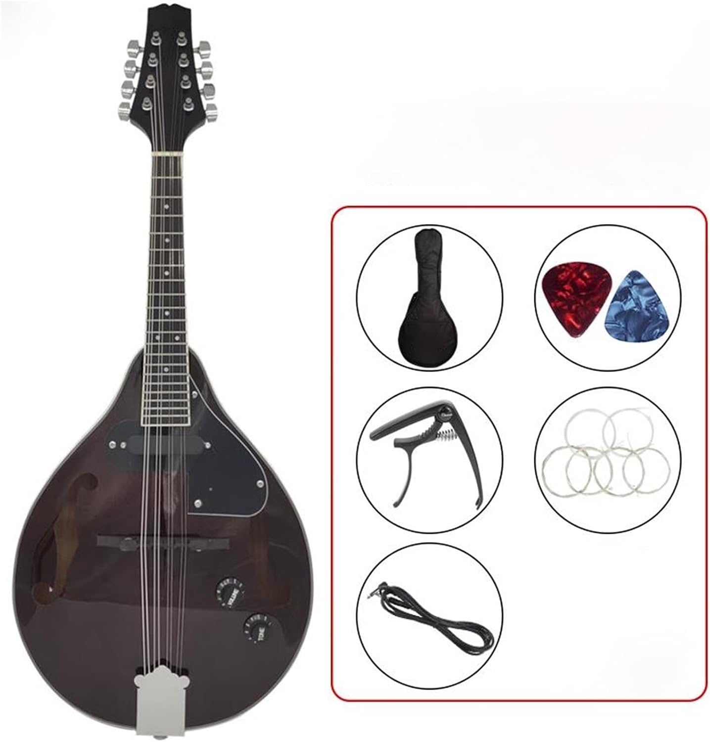 Musical Instrument Mandolin Guitar Eight String Plug In Electric Sound A Type Wine Red Beginner Mandolin String Instrument(3)