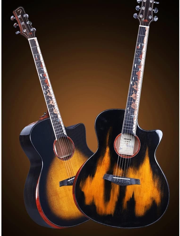 Beginner Single Board Guitar Instruments, Spruce Solid Wood Top, X-Shaped Sound Beam Structure, Polished Lacquer Finish (Size:41 inches,Color:Natural)