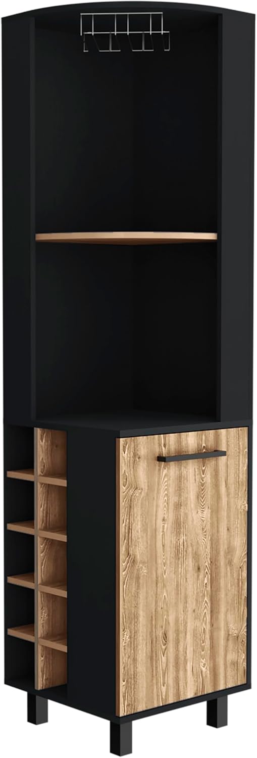 71' Corner Freestanding Storage Cabinet, Kitchen Storage Bakers Rack with 4 Shelves, Utility Food Cupboard with Stemware Rack, Multi