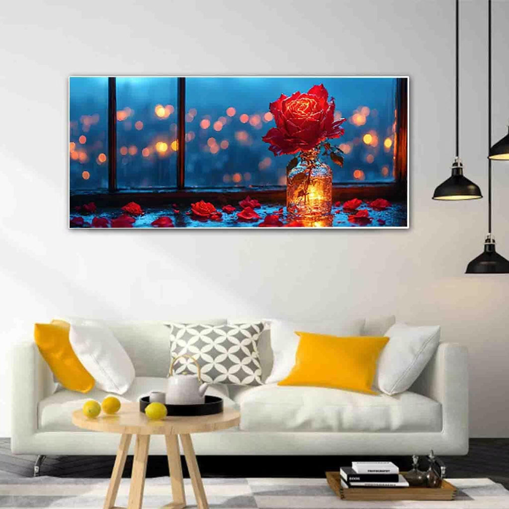 Red Rose Paint by Numbers Kit for Adults Frameless Flower Painting Kits for Adults Beginner DIY Acrylic Oil Paint pre Drawn Canvas with Brush Craft Picture for Home Wall Decor Gifts 100x200cm -72t5