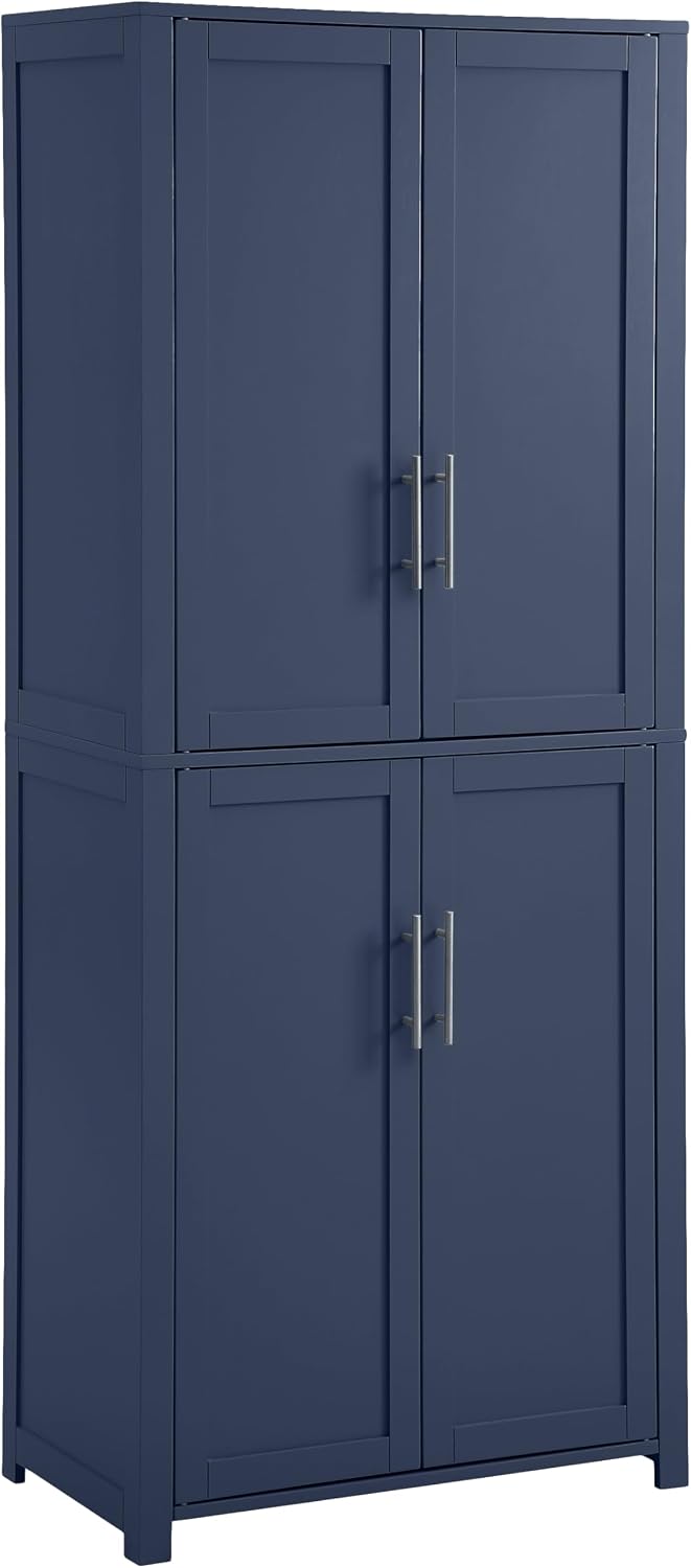 Crosley Furniture Savannah Tall Pantry Storage Cabinet with Shelves, Kitchen, Dining, or Laundry Room, Navy