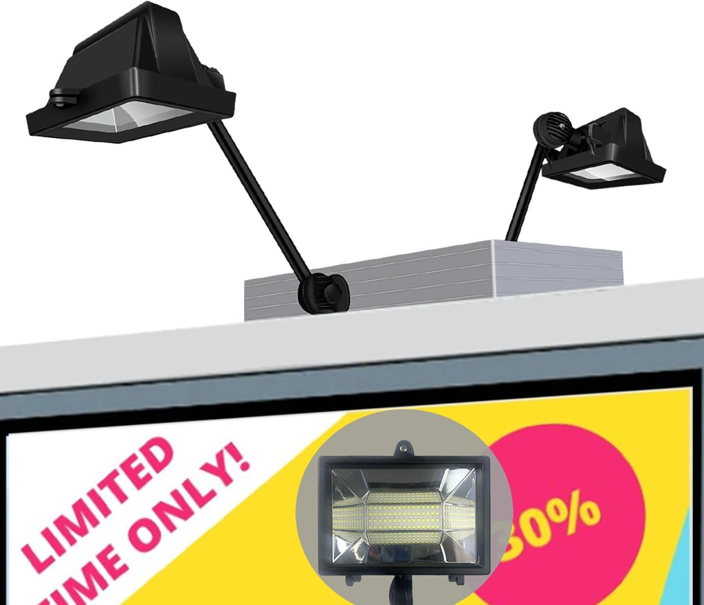 Solar Sign Lights Outdoor, 120 LEDs Solar Sign Light, Waterproof, 12000 mAh Sign Lighting, Billboard Light, Commercial Lights for Real Estate Signs, Business, Advertisement, High Way