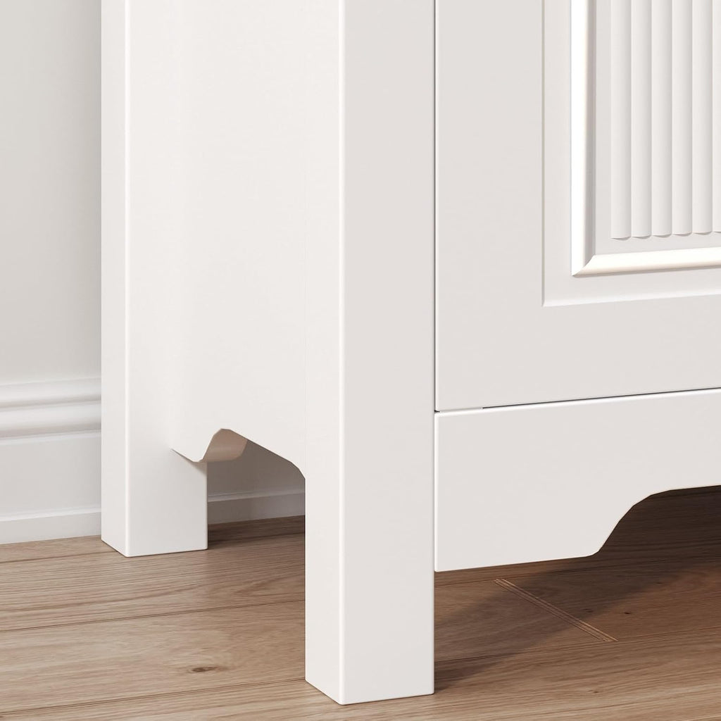Jocoevol 55'' Buffet Cabinet with Storage, Modern Fluted Door Design Sideboard Buffet Cabinet with Storage and Adjustable Shelf, Coffee Bar Station for Kitchen, Dining Room, Pure White