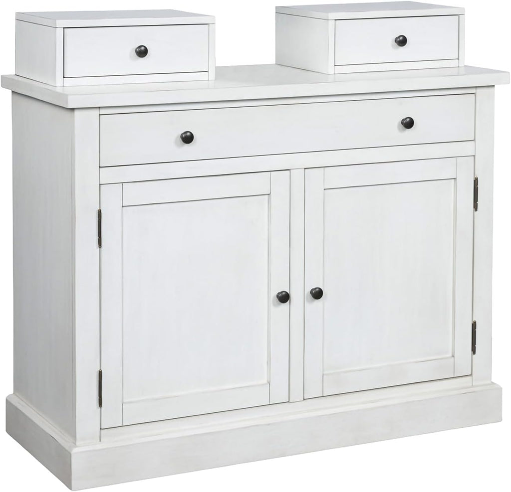 Signature Design by Ashley Chadworth Classic 1-Drawer Bakers Rack Base with Adjustable Shelf and Anti-Tipping Kits, White