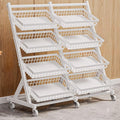 Trendy Black Baker's Rack, Corner Shelf Stand Kitchen Shelf Organizer with Baskets, Steel Frame and Shelves (White, 8 Baskets-38 L x 16' W x 34' H)