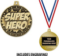 Superhero Medals, 2' Gold Superhero Medal Award with Free Custom Engraving Prime