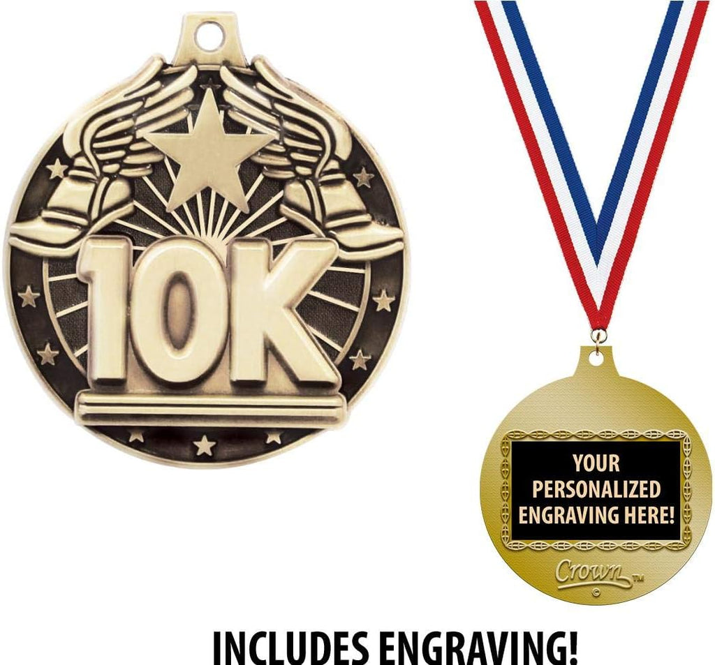 10K Medals, 2' Gold 10K Race Medal Award with Free Custom Engraving