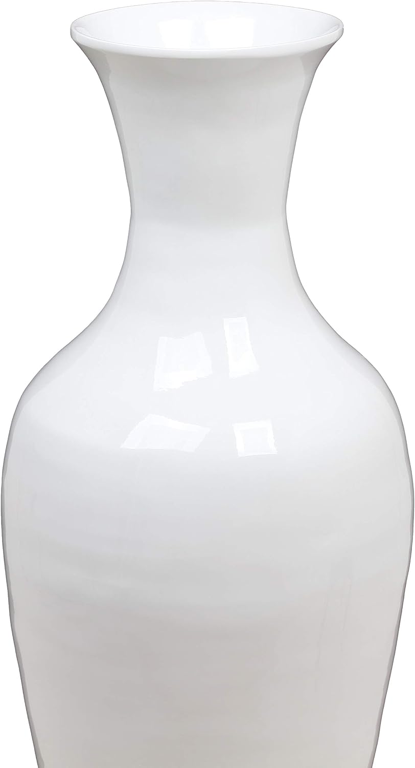 Uniquewise Tall Floor Vase, 37 Inch Bamboo Vase, Modern Vase for Dining, Living Room, Entryway, Large Flower Holder, Classic Floor Vase for Home Decor, White