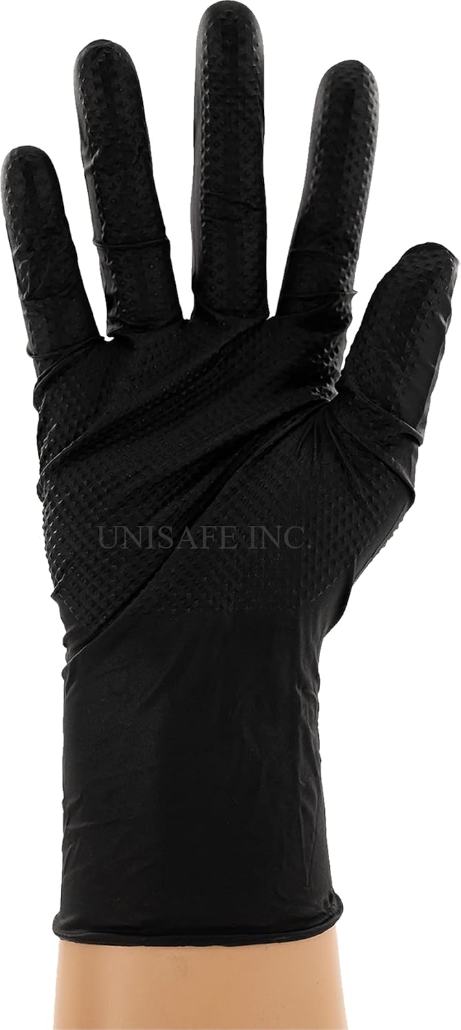 HD 8 MIL Nitrile Disposable Gloves, Latex & Powder Free, Industrial, Raised Diamond Texture, Case/1000