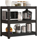 3-Tier Utility Shelves Metal Storage Shelves Garage Shelving Unit Adjustable Free Standing Kitchen Storage Shelf Rack, 31.5' H x 15.8' W,Black-23.6' L