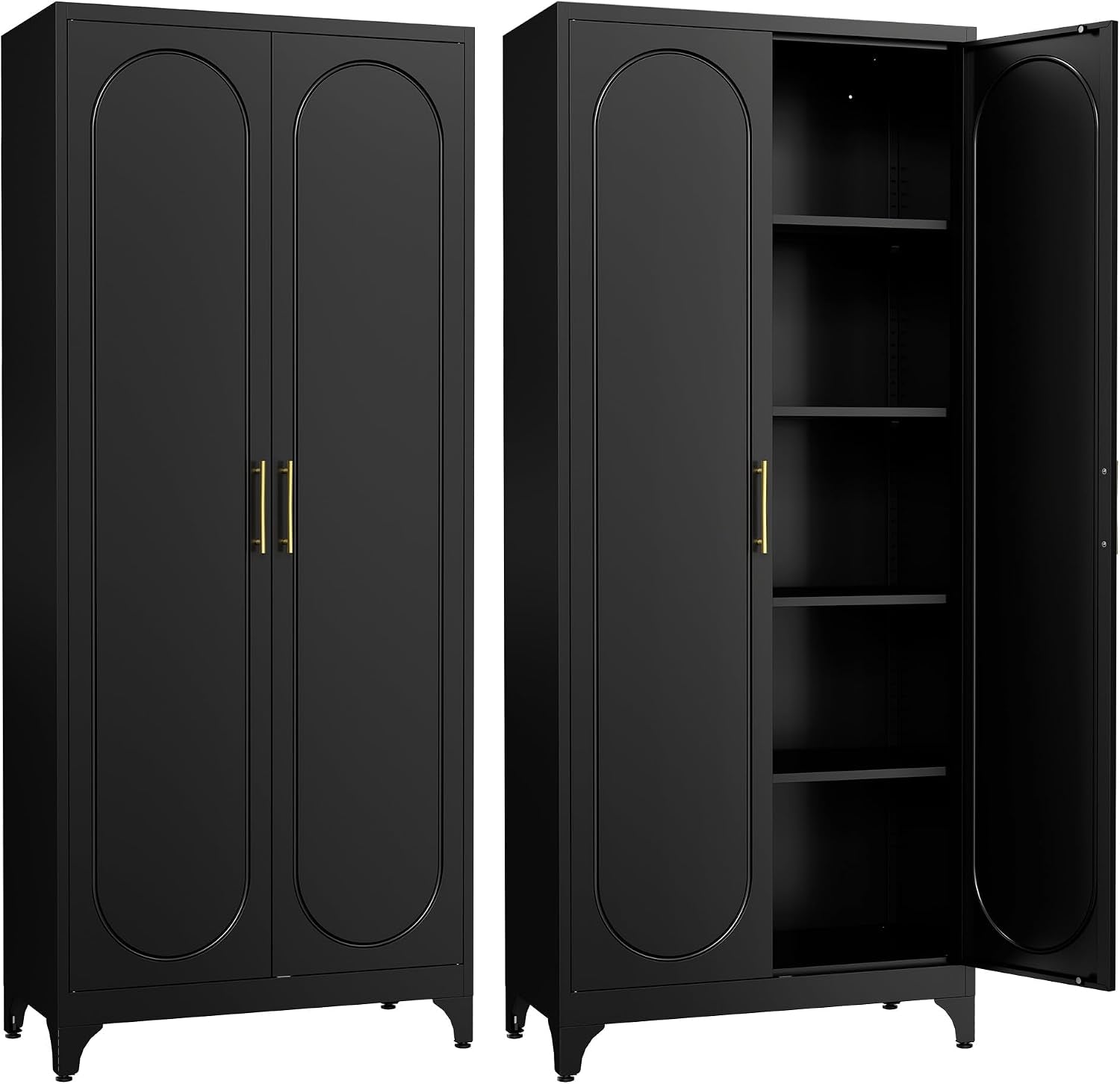 SteeLoong Kitchen Pantry Cabinet,75 Inch Black Metal Storage Cabinet with Door and Adjustable, Tall Pantry Cabinets for Kitchen Storage,Cupboard for Living Room,Dining Room and Bathroom