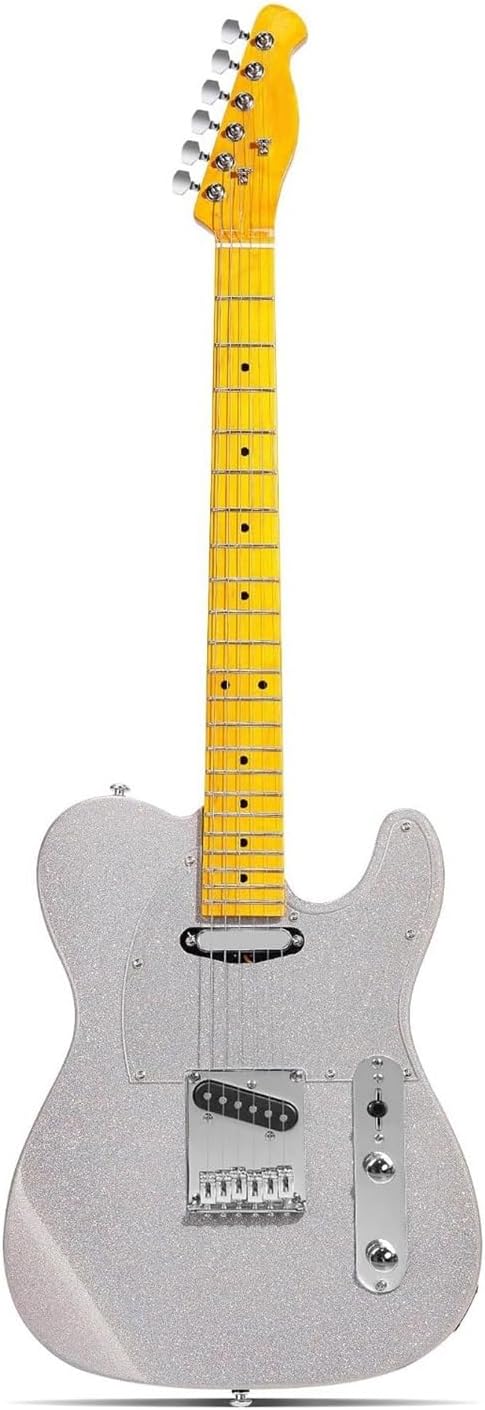 Professional Shiny Colored Electric Guitar With Mahogany Solid Professional Electric Guitar(Silver)