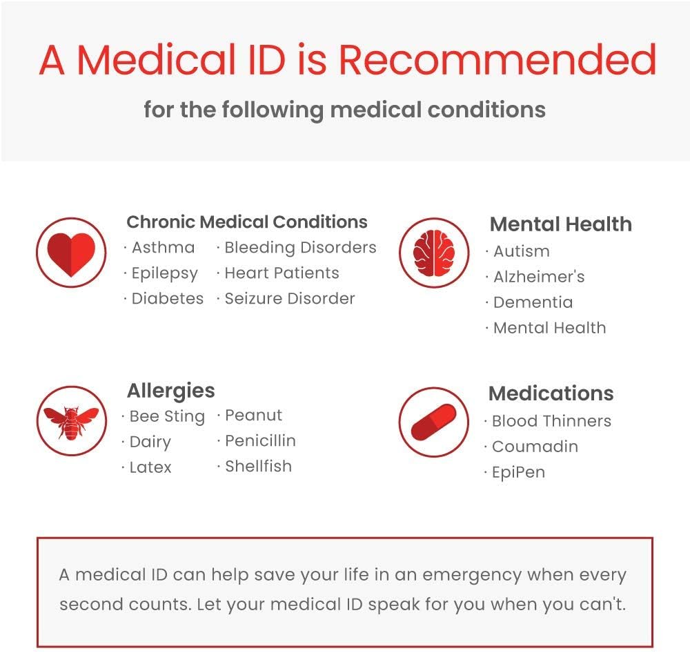 American Medical ID – 10Kt Gold-Filled Premier Red Bracelet – Standard Curb Chain - Adjustable Red Alert Bracelet with Free Engraving