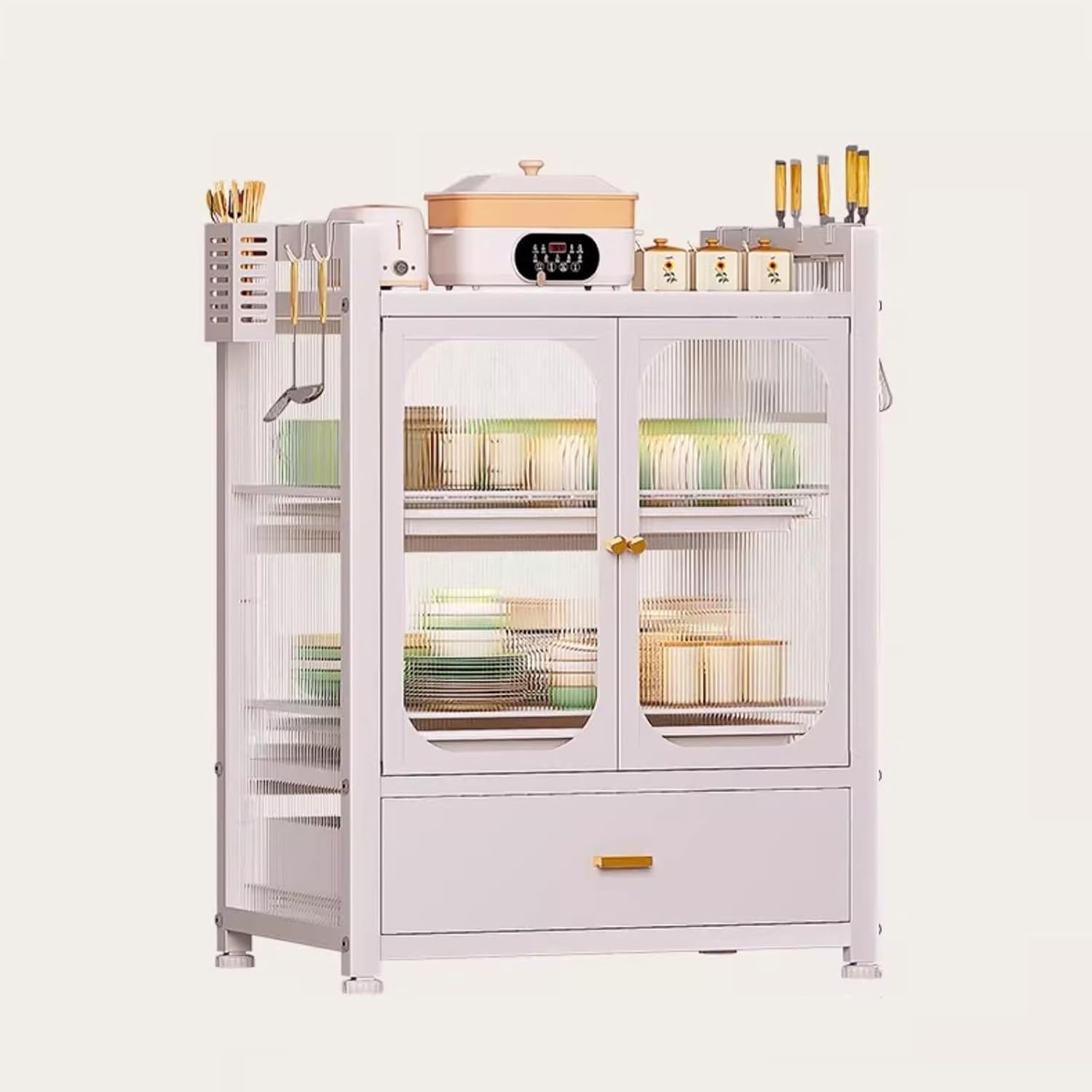 Bakers Rack with Drawers, Microwave Stand, Kitchen Storage Cabinet, Oven Rack, Household Countertop Storage Cabinet, Dish Cabinet (Color : B)