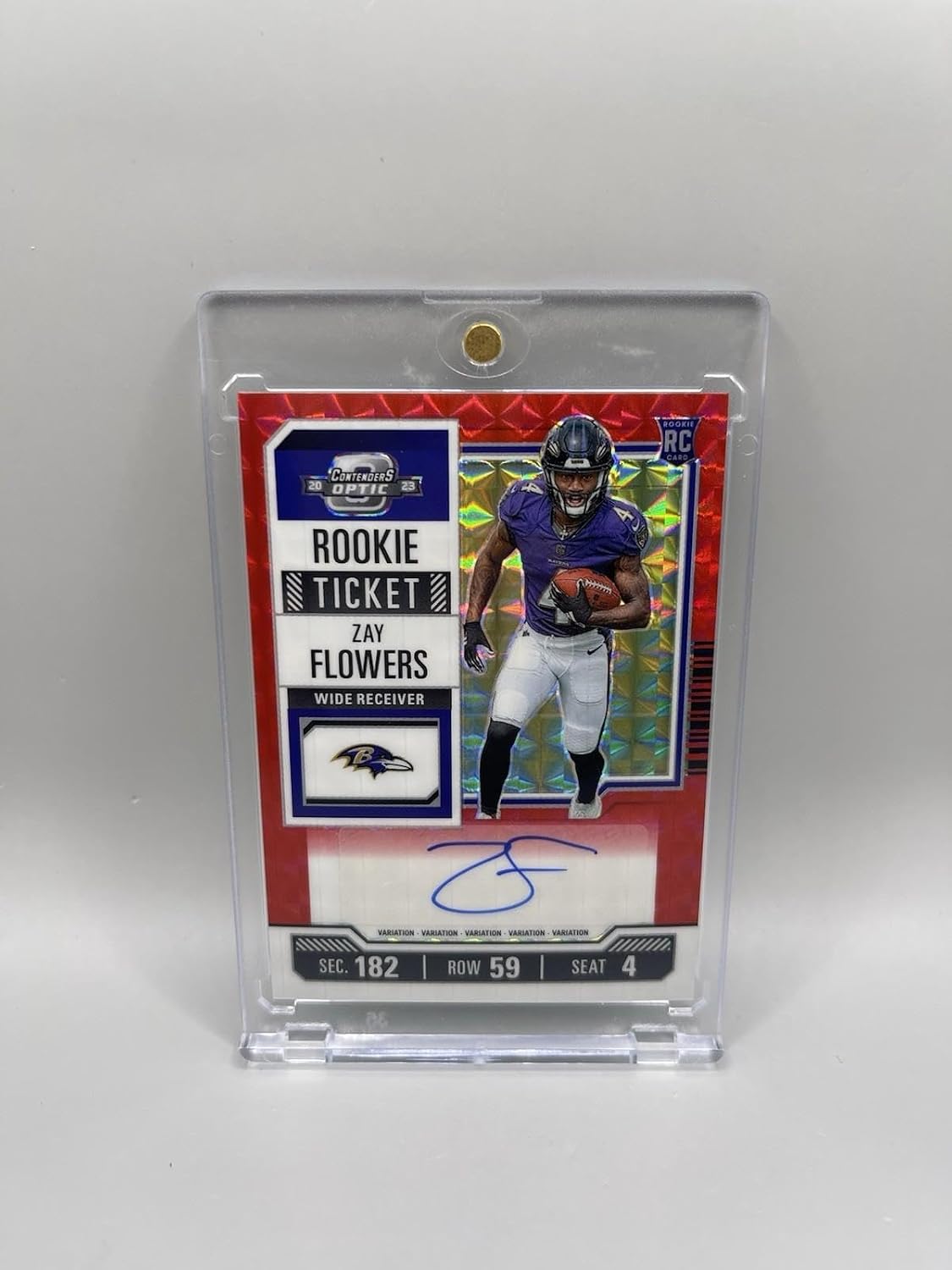 Zay Flowers 2023 Contenders Optic Preview Rookie Variation Auto #/23 W/Mag - Football Slabbed Autographed Rookie Cards