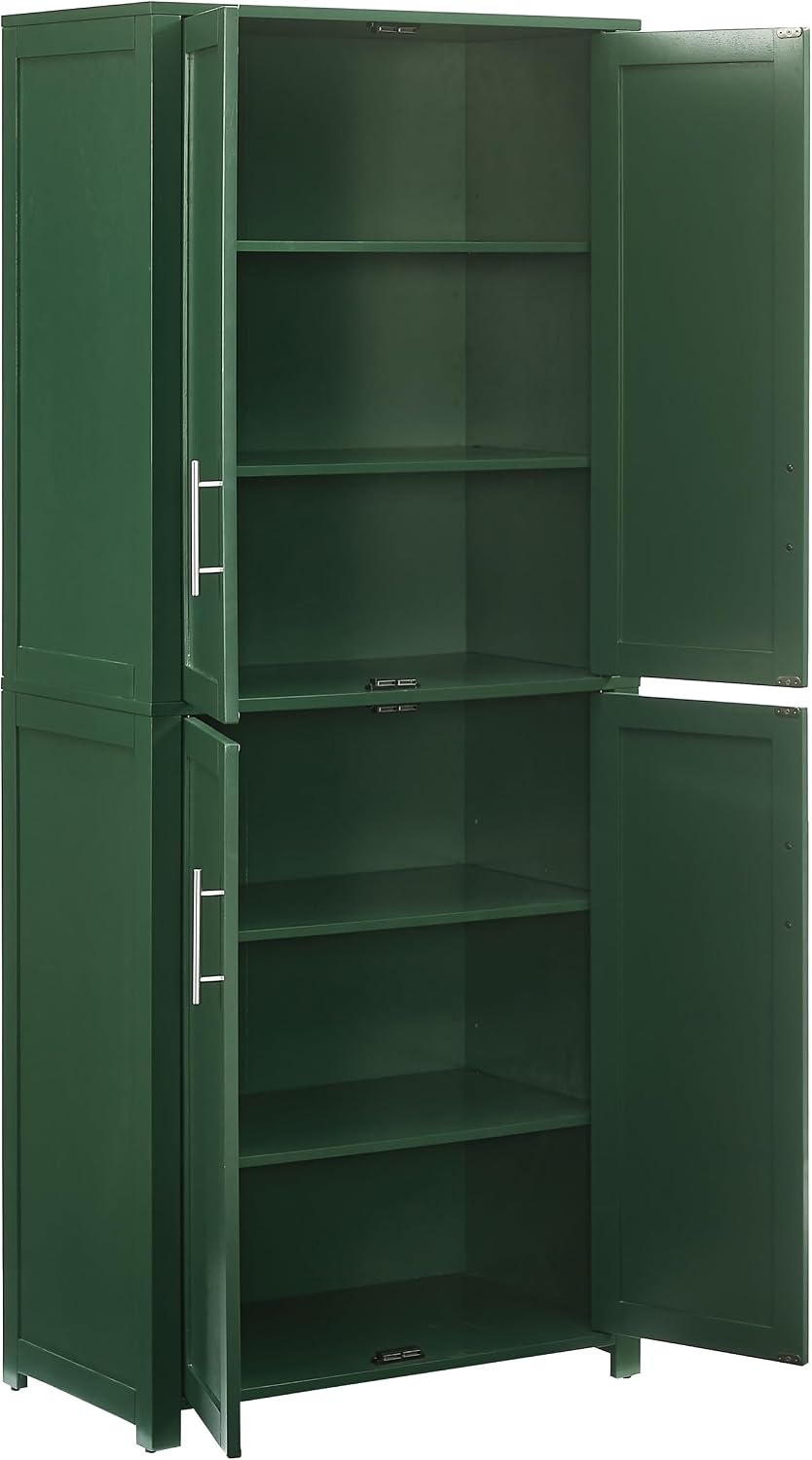 Crosley Furniture Savannah Tall Pantry Storage Cabinet with Shelves, Kitchen, Dining, or Laundry Room, Hunter Green