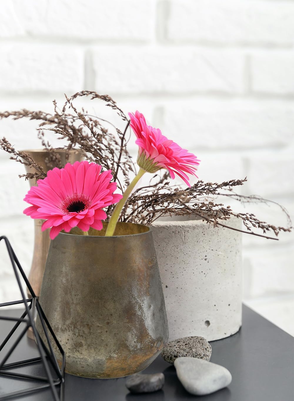 Serene Spaces Living Distressed Grey Decorative Vase, 6in x 6in Bowl for Home Décor and Centerpieces, Set of 12