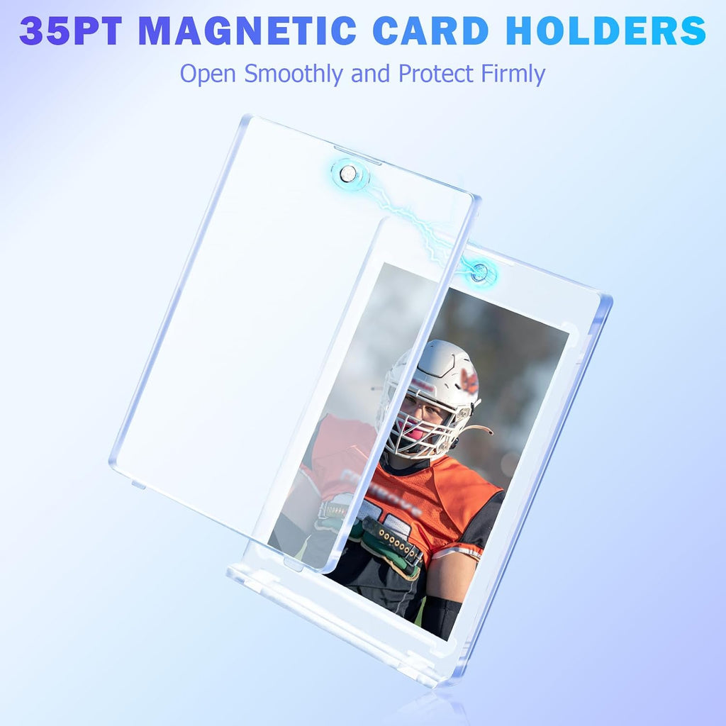 300ct Magnetic Card Holder for Trading Cards, 35pt One Touch Card Holders, Hard Plastic U-V Protection Display Case for Baseball, Football, Sports, Game, TCG, MTG, YUGIOH