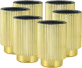 Serene Spaces Living Gold Ribbed Pedestal Glass Votive Holder, Table Centerpiece, Home, Office, Wedding, Birthday, Holiday & Special Events Decor, 3.5' Diameter & 5' Tall, Pack of 24