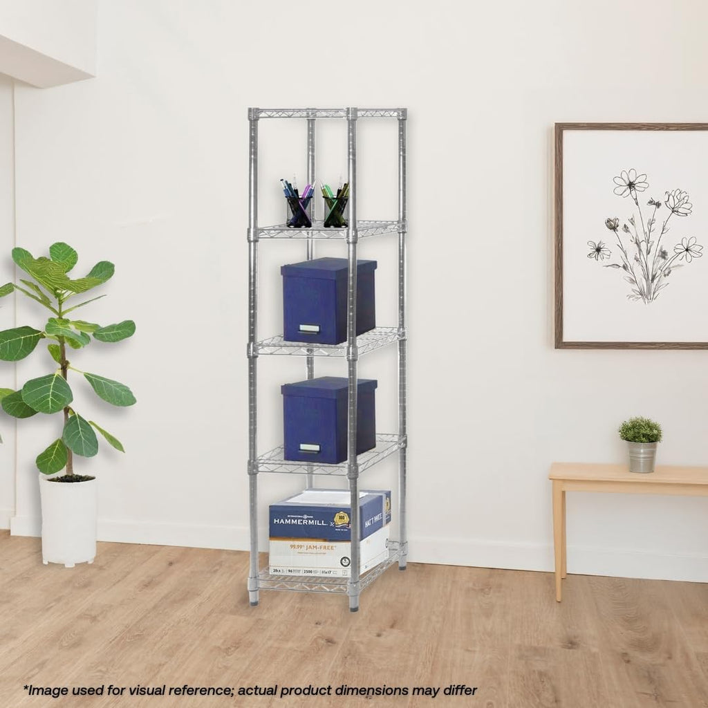 Shelving Inc. 14' d x 18' w x 96' h Chrome Wire Shelving with 5 Tier Shelves, Weight Capacity 800lbs Per Shelf