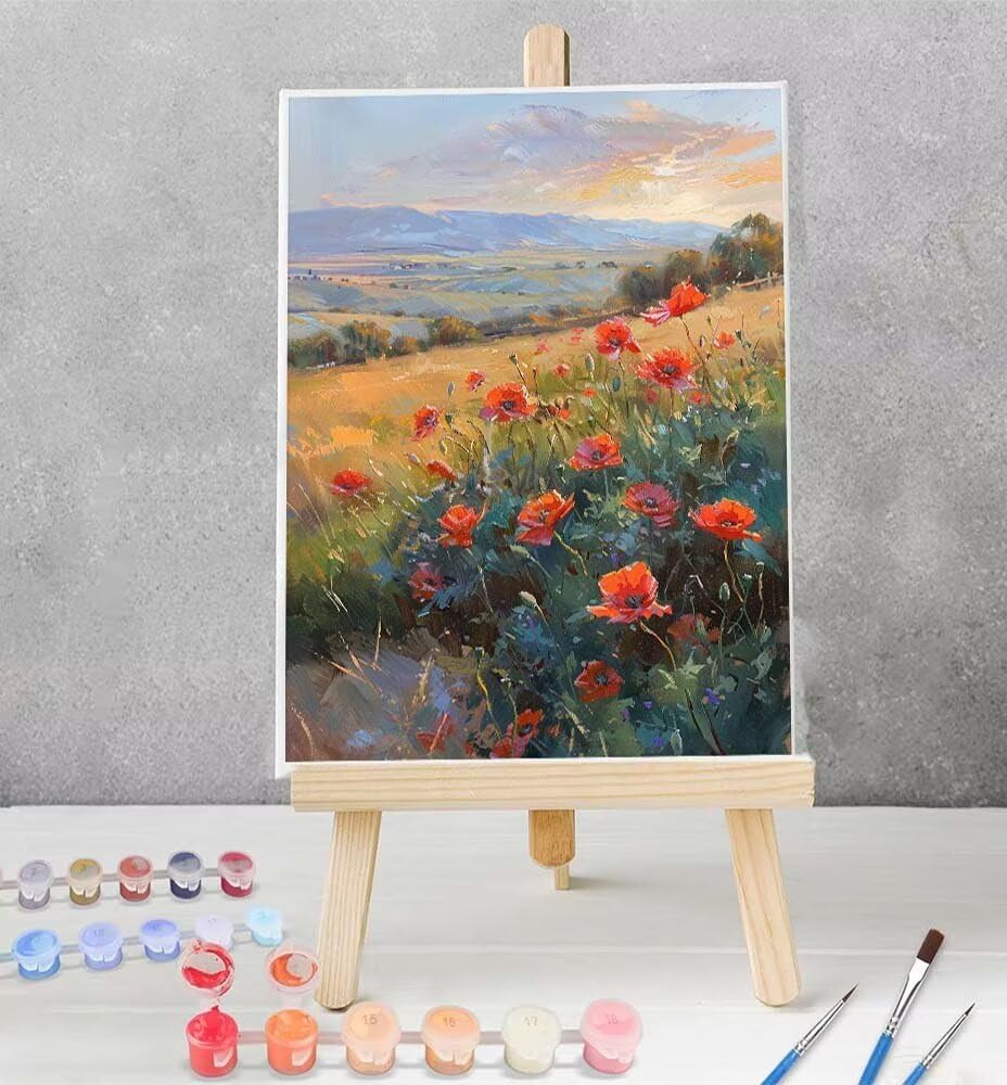 Paint by Numbers Kit for Beginner Flower Adult Paint by Number on Canvas Acrylic Painting Supplies Watercolor Oil Painting for Home Decor Gift Red40x53 inch Model YEYUMEOZG-7