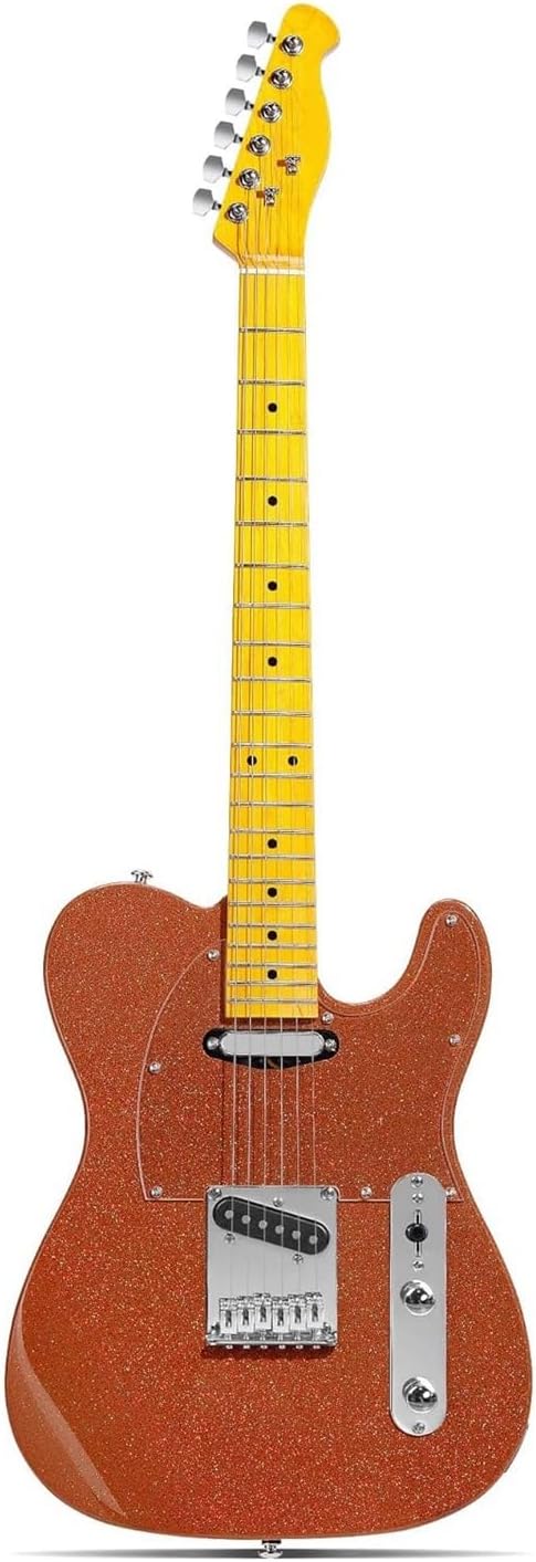 Professional Shiny Colored Electric Guitar With Mahogany Solid Professional Electric Guitar(Rose Gold)