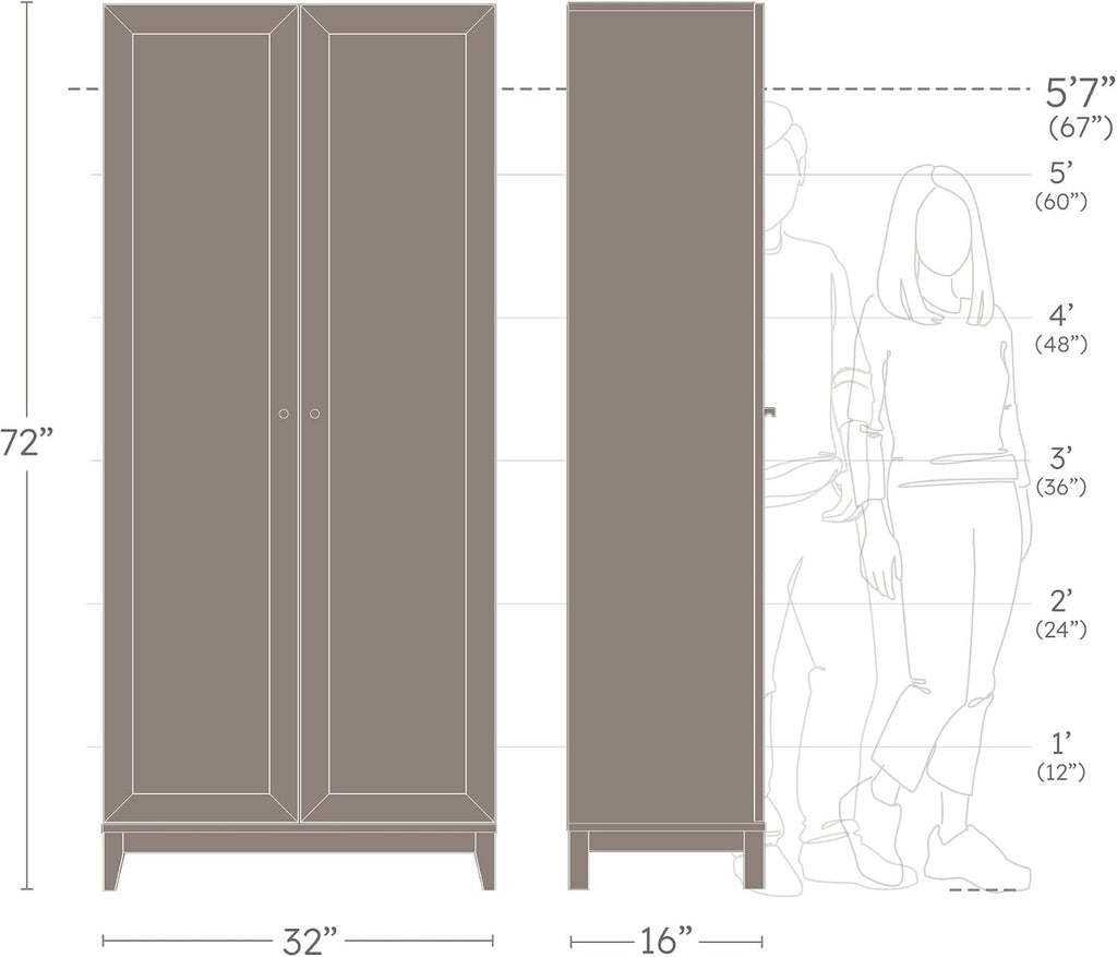 Prepac Yaletown 72' Tall Storage Cabinet with Wood Legs, Pantry Cabinet with 3 Adjustable Shelves, Bathroom, Kitchen and Home Organization in White, 16' D x 32' W x 72' H