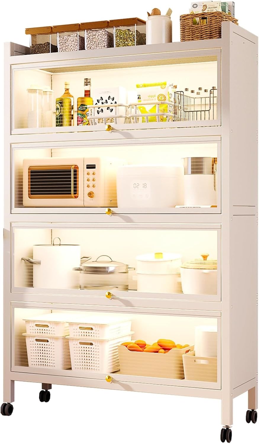5-Layer Kitchen Pantry Storage Cabinet - Coffee Bar Baker's Rack with Drawer and Flip Door - Stylish Kitchen Organizer, 100Cm/39.4In - Perfect for Home Storage Solutions