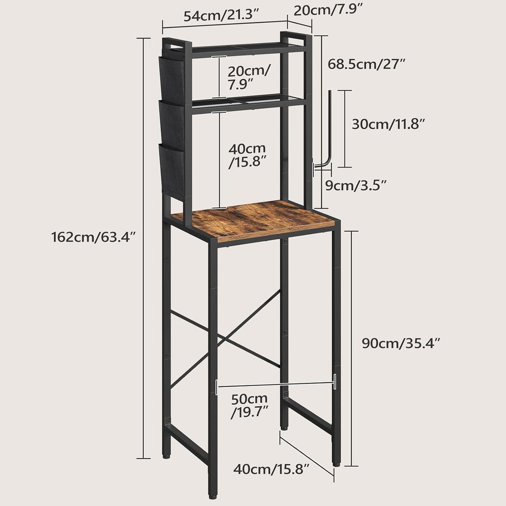 MAHANCRIS Bakers Rack and Fish Tank Stand Bundle, 3-Tier Microwave Stand with Mini Fridge Shelf, Heavy Duty Aquarium Stand with Storage Shelf, for Living Room, Kitchen, Entrway, BRHR5401-FTHR5201