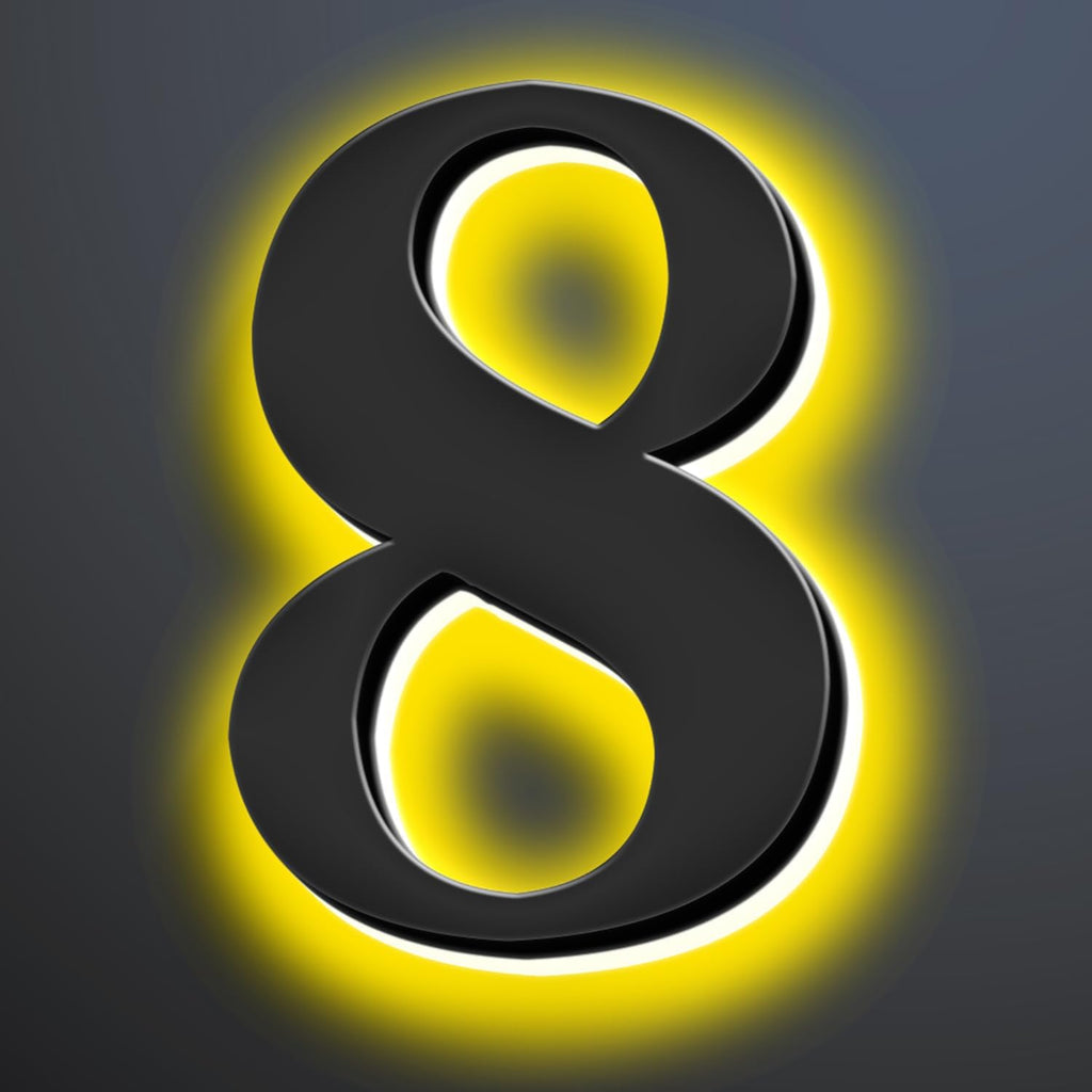 Backlit LED Illuminated House Numbers 20 Inch, Stainless Steel Hand-Polished For House Address Signs, Modern Light Up House Number, Metal Address Numbers With Lights,8