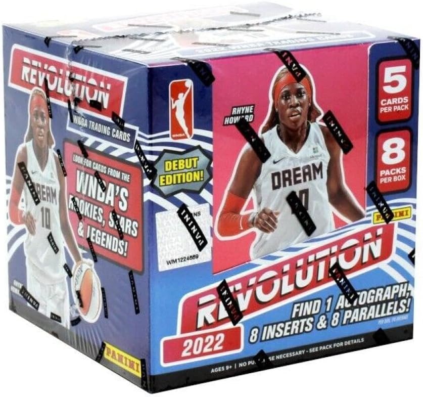 2022 Panini Revolution WNBA Basketball Factory Sealed Hobby Box 8 Packs 40 Cards 1 Autograph Card, 8 Inserts and 9 Parallels Per Box on Average. Debut Edition Look for cards from the WNBA's (Women's basketball) Rookies, Stars and and Legends