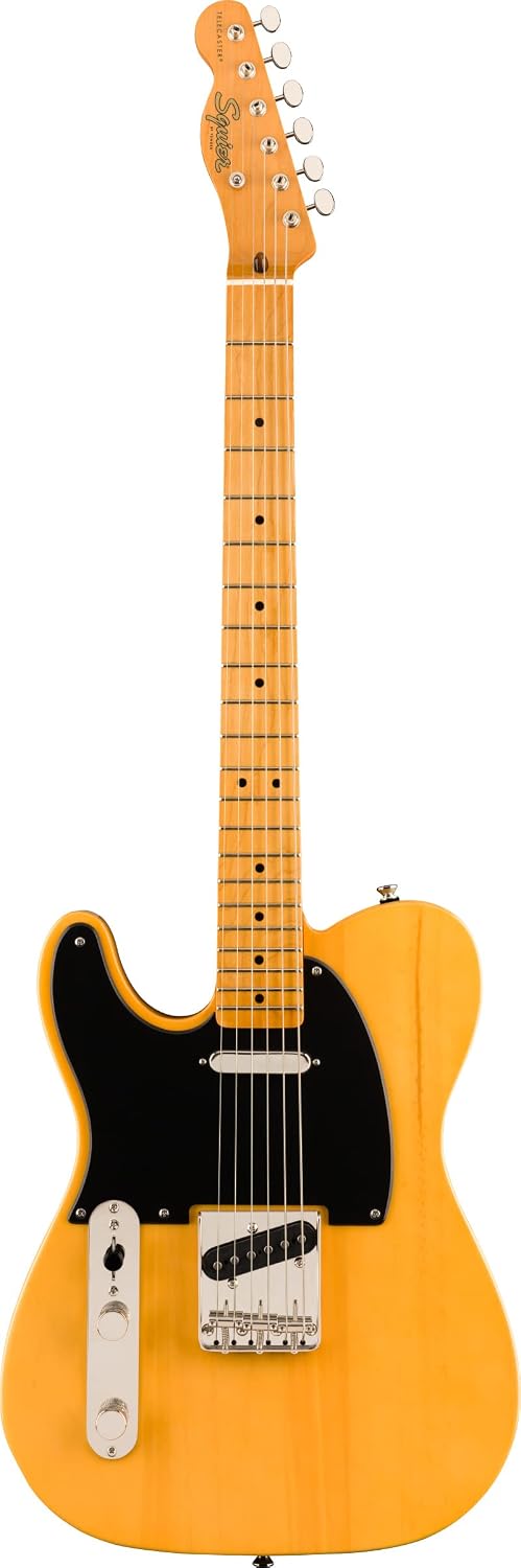 Fender Squier Classic Vibe '50s Telecaster, Left Handed - Butterscotch Blonde Bundle with Gig Bag, Instrument Cable, Tuner, Strap, Strings, Picks, and Austin Bazaar Instructional DVD