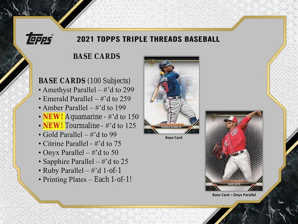 2021 Topps Triple Threads Baseball Hobby Box (2 Packs/7 Cards: 2 Autos)