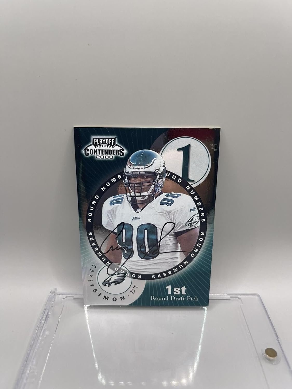Brian Urlacher Corey Simon 2000 Playoff Contenders Round 1 Rookie Auto W/Mag L3 - Football Slabbed Autographed Rookie Cards