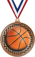 2.75' Basketball Medal Award, Bronze Vega Basketball Team Trophy Award Includes Free Neck Ribbon Prime