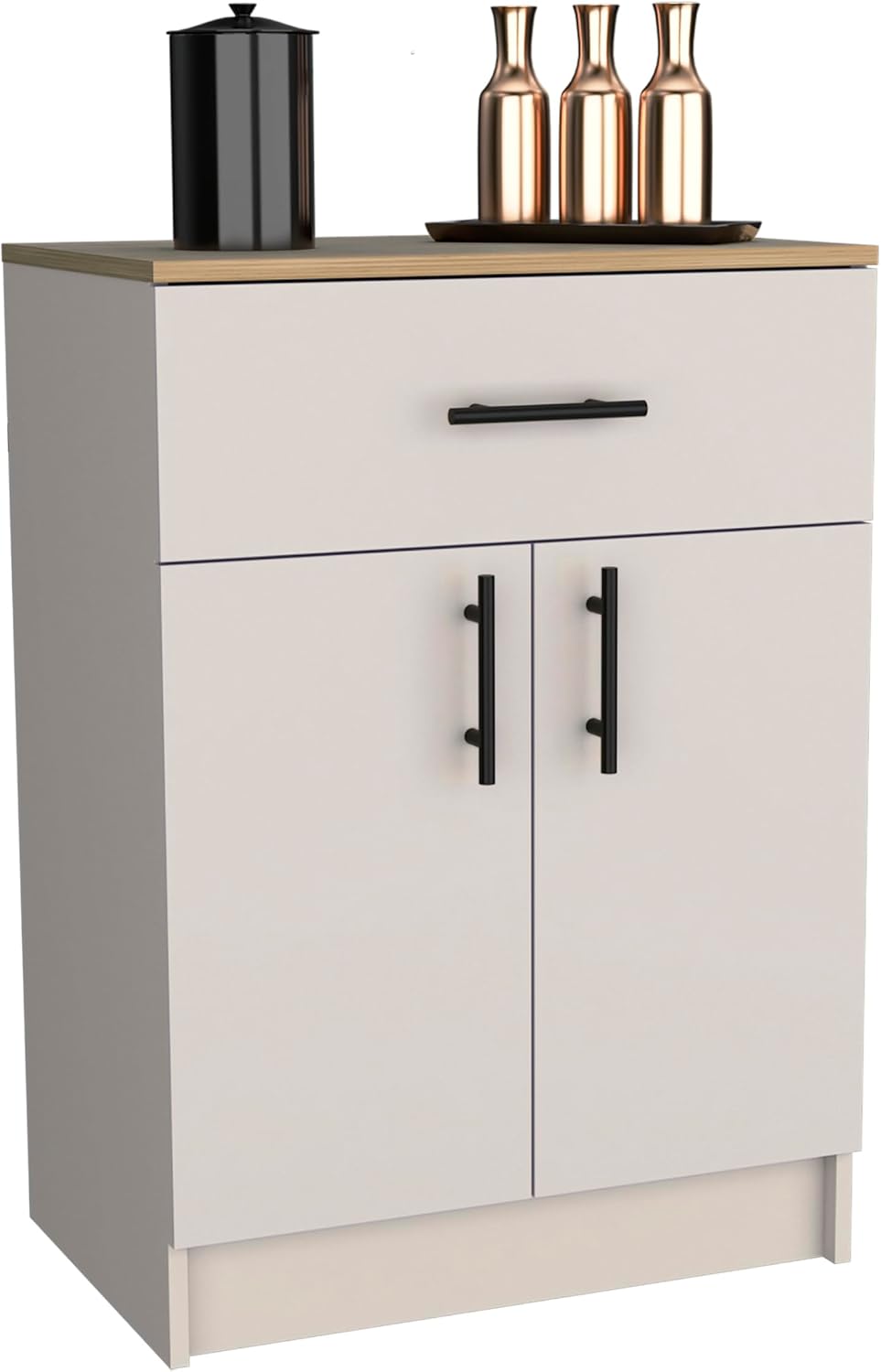 24' Spacious Drawer Freestanding Storage Cabinet, Kitchen Storage Bakers Rack with Ready Assembly, Utility Food Cupboard with 2 Interior Shelves for Kitchen Organization, Multicolor