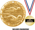 Crown Awards Swimming Medal, 2' Shiny Gold Swimming Medals for Kids with Free Custom Engraving
