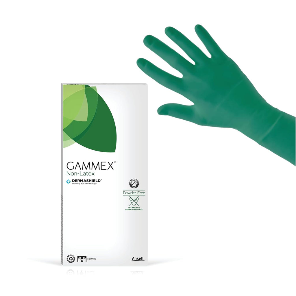 Ansell GAMMEX Non-Latex Micro-Texture Neoprene Surgical Gloves for Healthcare, Size 7 Green (Box of 50)