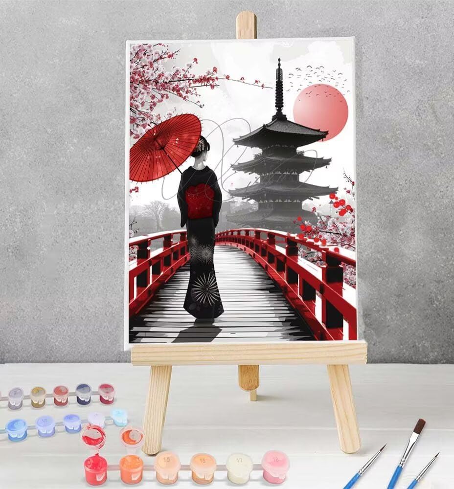 Paint by Numbers Kit for Beginner Beginners Woman Paintings Acrylic Easy Paint by Number Red Watercolor Adults' Canvas Art on Canvas 40x53 inch Model YEYUMEOZQ-H