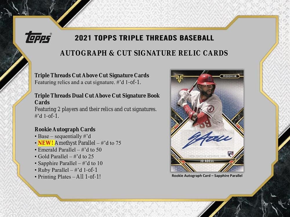 2021 Topps Triple Threads Baseball Hobby Box (2 Packs/7 Cards: 2 Autos)