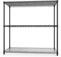 3 Tier NSF Wire Shelf Shelving Unit, 18 x 48 x 48 Inch 1050lbs Capacity Heavy Duty Adjustable Storage Metal Rack with Leveling Feet & Shelf Liners, Ideal for Garage, Kitchen, Office and More - Black