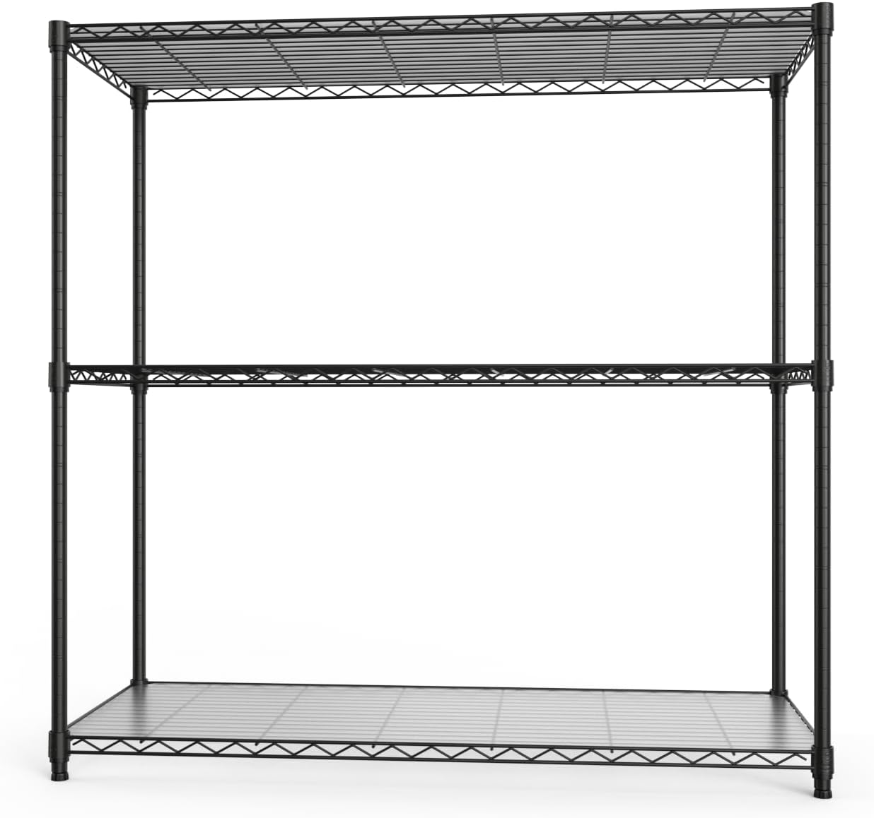 3 Tier NSF Wire Shelf Shelving Unit, 18 x 48 x 48 Inch 1050lbs Capacity Heavy Duty Adjustable Storage Metal Rack with Leveling Feet & Shelf Liners, Ideal for Garage, Kitchen, Office and More - Black